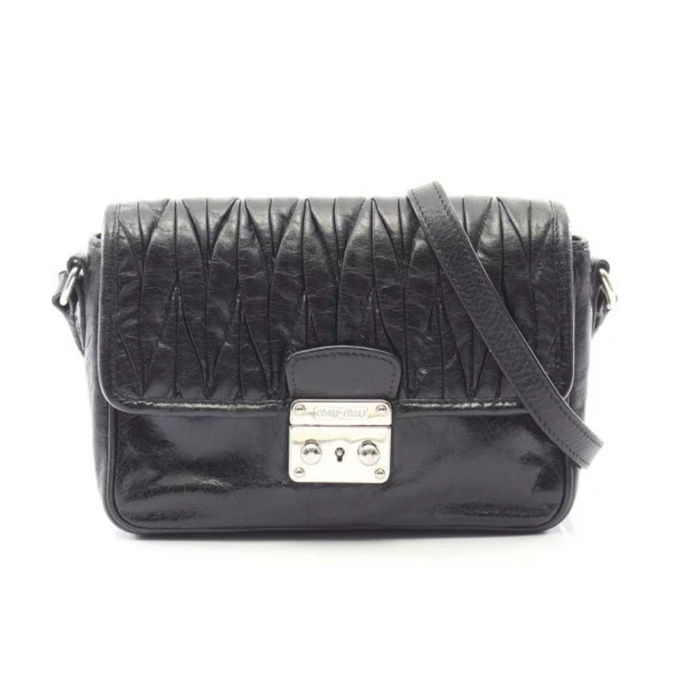 Miu Miu Matelasse Shoulder Bag Leather Black